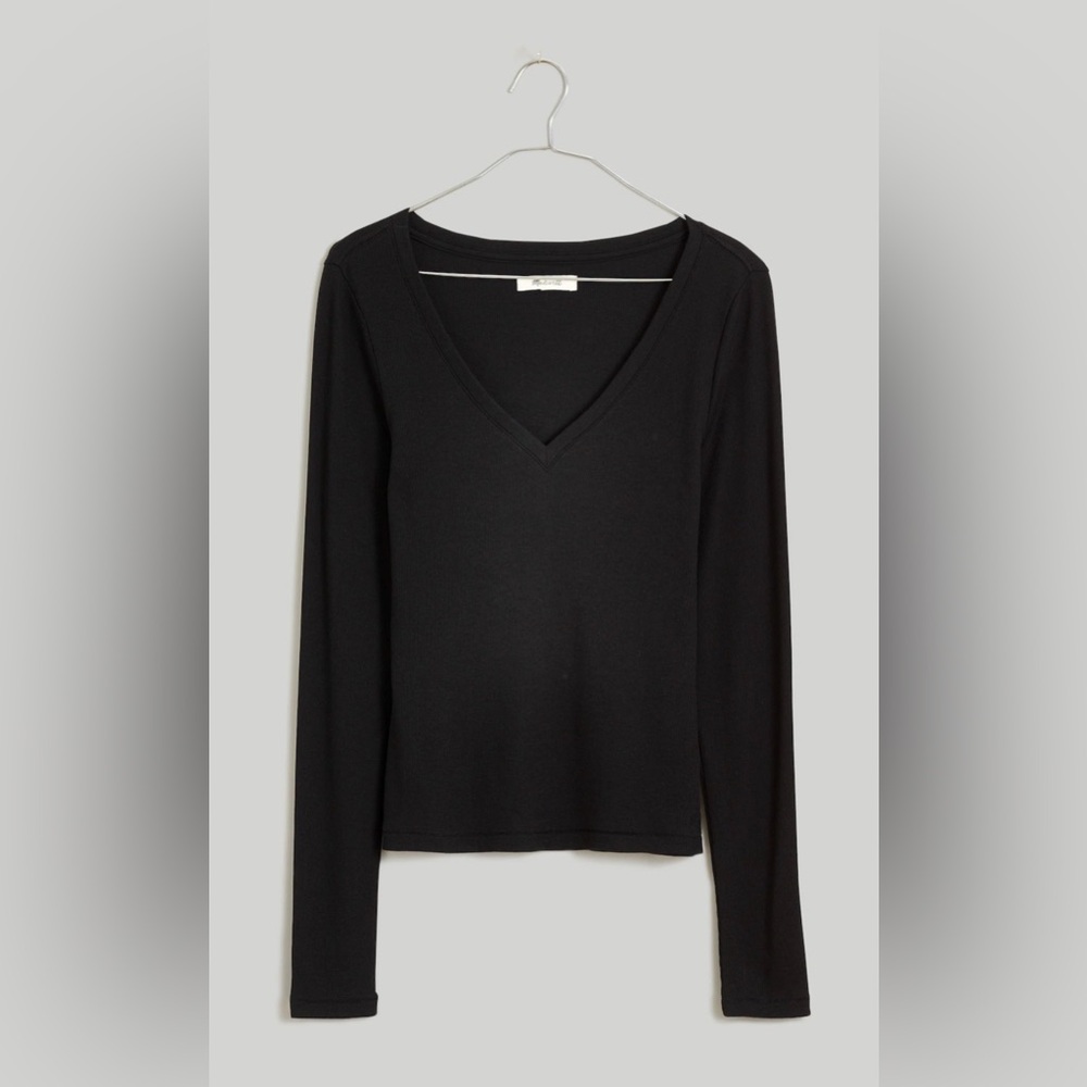 NWT Madewell Brightside Finerib V-Neck Long-Sleeve Tee